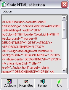 Code HTML - Proprits du tableau