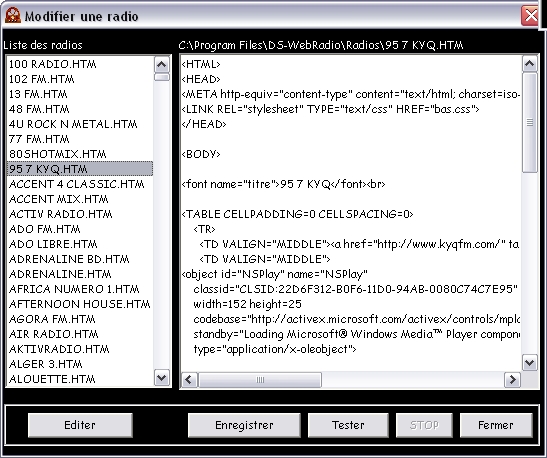 DS-WebRadioTV - Modification de radios