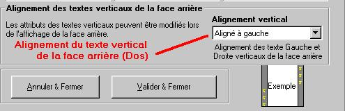 Paramtrage du texte vertical du DOS de la jaquette